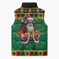 Jamaica Christmas Sleeveless Puffer Jacket Reggae Santa with Dreadlocks Design - Wonder Print Shop