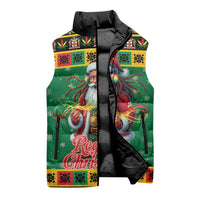 Jamaica Christmas Sleeveless Puffer Jacket Reggae Santa with Dreadlocks Design - Wonder Print Shop