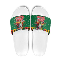 Jamaica Christmas Slide Sandals Reggae Santa with Dreadlocks Design - Wonder Print Shop