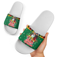 Jamaica Christmas Slide Sandals Reggae Santa with Dreadlocks Design - Wonder Print Shop