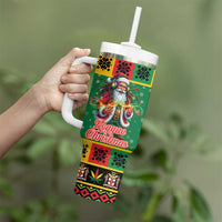Jamaica Christmas Tumbler With Handle Reggae Santa with Dreadlocks Design - Wonder Print Shop