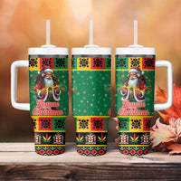 Jamaica Christmas Tumbler With Handle Reggae Santa with Dreadlocks Design - Wonder Print Shop