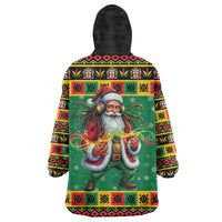 Jamaica Christmas Wearable Blanket Hoodie Reggae Santa with Dreadlocks Design - Wonder Print Shop