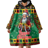 Jamaica Christmas Wearable Blanket Hoodie Reggae Santa with Dreadlocks Design - Wonder Print Shop