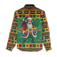 Jamaica Christmas Women Casual Shirt Reggae Santa with Dreadlocks Design - Wonder Print Shop