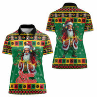 Jamaica Christmas Women Polo Shirt Reggae Santa with Dreadlocks Design - Wonder Print Shop