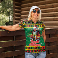Jamaica Christmas Women Polo Shirt Reggae Santa with Dreadlocks Design - Wonder Print Shop