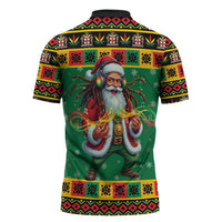 Jamaica Christmas Zipper Polo Shirt Reggae Santa with Dreadlocks Design - Wonder Print Shop