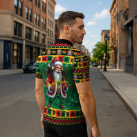 Jamaica Christmas Zipper Polo Shirt Reggae Santa with Dreadlocks Design - Wonder Print Shop