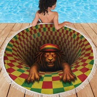 Jamaica Reggae Lion Beach Blanket Reggae Optical 3D Illusion - Wonder Print Shop