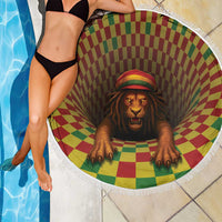 Jamaica Reggae Lion Beach Blanket Reggae Optical 3D Illusion - Wonder Print Shop