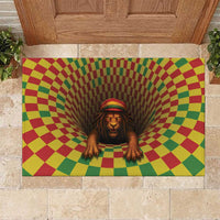 Jamaica Reggae Lion Rubber Doormat Reggae Optical 3D Illusion - Wonder Print Shop