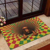Jamaica Reggae Lion Rubber Doormat Reggae Optical 3D Illusion - Wonder Print Shop