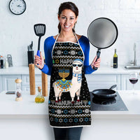 Happy Hanukkah Llama Apron Funny Menorah for Jewish Holiday - Wonder Print Shop