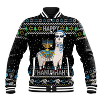 Happy Hanukkah Llama Baseball Jacket Funny Menorah for Jewish Holiday - Wonder Print Shop