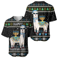 Happy Hanukkah Llama Baseball Jersey Funny Menorah for Jewish Holiday - Wonder Print Shop