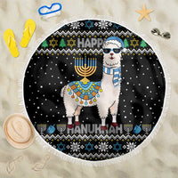 Happy Hanukkah Llama Beach Blanket Funny Menorah for Jewish Holiday - Wonder Print Shop