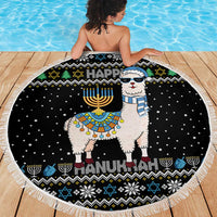 Happy Hanukkah Llama Beach Blanket Funny Menorah for Jewish Holiday - Wonder Print Shop