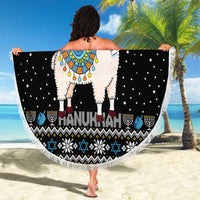 Happy Hanukkah Llama Beach Blanket Funny Menorah for Jewish Holiday - Wonder Print Shop