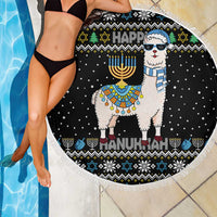 Happy Hanukkah Llama Beach Blanket Funny Menorah for Jewish Holiday - Wonder Print Shop