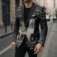 Happy Hanukkah Llama Blazer Funny Menorah for Jewish Holiday - Wonder Print Shop