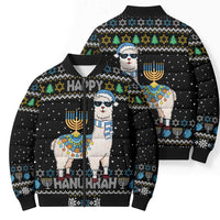 Happy Hanukkah Llama Bomber Puffer Jacket Funny Menorah for Jewish Holiday - Wonder Print Shop