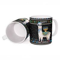 Happy Hanukkah Llama Ceramic Mug Funny Menorah for Jewish Holiday - Wonder Print Shop