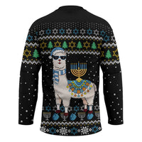 Happy Hanukkah Llama Hockey Jersey Funny Menorah for Jewish Holiday - Wonder Print Shop
