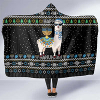 Happy Hanukkah Llama Hooded Blanket Funny Menorah for Jewish Holiday - Wonder Print Shop