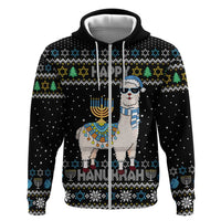 Happy Hanukkah Llama Hoodie Funny Menorah for Jewish Holiday - Wonder Print Shop
