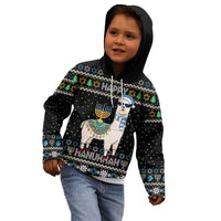 Happy Hanukkah Llama Kid Hoodie Funny Menorah for Jewish Holiday - Wonder Print Shop