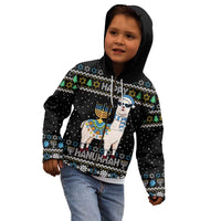 Happy Hanukkah Llama Kid Hoodie Funny Menorah for Jewish Holiday - Wonder Print Shop