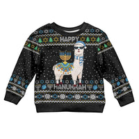 Happy Hanukkah Llama Kid Ugly Christmas Sweater Funny Menorah for Jewish Holiday - Wonder Print Shop