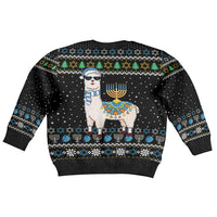 Happy Hanukkah Llama Kid Ugly Christmas Sweater Funny Menorah for Jewish Holiday - Wonder Print Shop