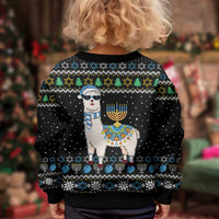 Happy Hanukkah Llama Kid Ugly Christmas Sweater Funny Menorah for Jewish Holiday - Wonder Print Shop