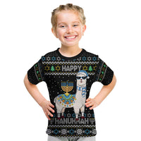 Happy Hanukkah Llama Kid T Shirt Funny Menorah for Jewish Holiday - Wonder Print Shop
