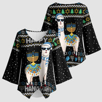 Happy Hanukkah Llama Kimono Sleeve Blouse Funny Menorah for Jewish Holiday - Wonder Print Shop