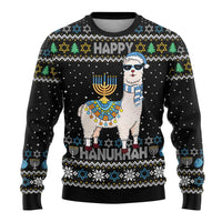 Happy Hanukkah Llama Ugly Christmas Sweater Funny Menorah for Jewish Holiday - Wonder Print Shop