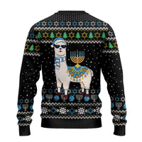 Happy Hanukkah Llama Ugly Christmas Sweater Funny Menorah for Jewish Holiday - Wonder Print Shop