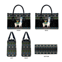 Happy Hanukkah Llama Leather Bag Funny Menorah for Jewish Holiday - Wonder Print Shop