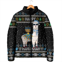 Happy Hanukkah Llama Padded Jacket Funny Menorah for Jewish Holiday - Wonder Print Shop
