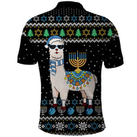 Happy Hanukkah Llama Polo Shirt Funny Menorah for Jewish Holiday - Wonder Print Shop