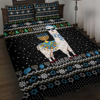 Happy Hanukkah Llama Quilt Bed Set Funny Menorah for Jewish Holiday - Wonder Print Shop