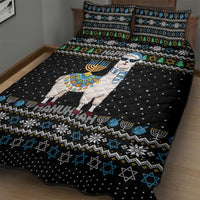 Happy Hanukkah Llama Quilt Bed Set Funny Menorah for Jewish Holiday - Wonder Print Shop