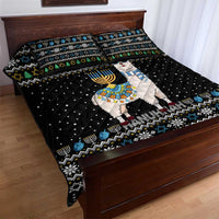 Happy Hanukkah Llama Quilt Bed Set Funny Menorah for Jewish Holiday - Wonder Print Shop
