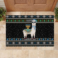 Happy Hanukkah Llama Rubber Doormat Funny Menorah for Jewish Holiday - Wonder Print Shop