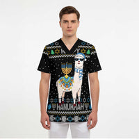 Happy Hanukkah Llama Scrub Top Funny Menorah for Jewish Holiday - Wonder Print Shop
