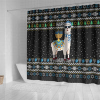 Happy Hanukkah Llama Shower Curtain Funny Menorah for Jewish Holiday - Wonder Print Shop