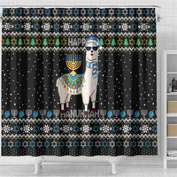 Happy Hanukkah Llama Shower Curtain Funny Menorah for Jewish Holiday - Wonder Print Shop