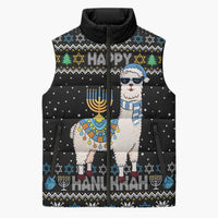 Happy Hanukkah Llama Sleeveless Puffer Jacket Funny Menorah for Jewish Holiday - Wonder Print Shop